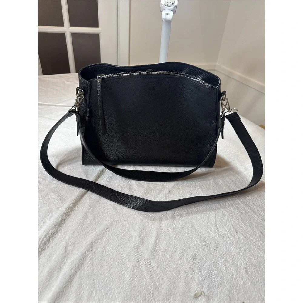 Viola Castellani Womens Black Pebble Italian Leather Hobo Bag‎